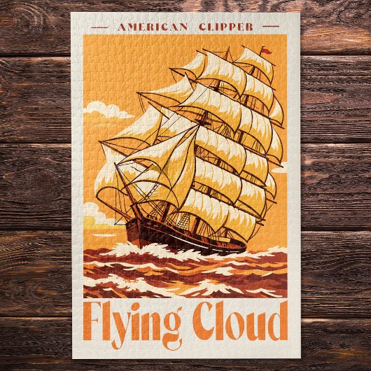 Flying Cloud Amerikaanse Klipper Schip Vintage Pos Legpuzzel