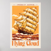 Flying Cloud Amerikaanse Klipper Schip Vintage Pos Poster (Voorkant)