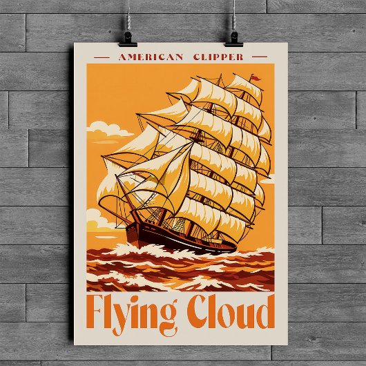 Flying Cloud Amerikaanse Klipper Schip Vintage Pos Poster