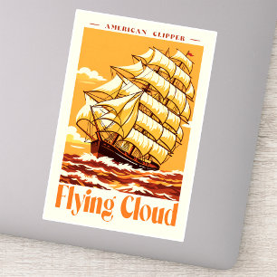 Flying Cloud Amerikaanse Klipper Schip Vintage Pos Sticker
