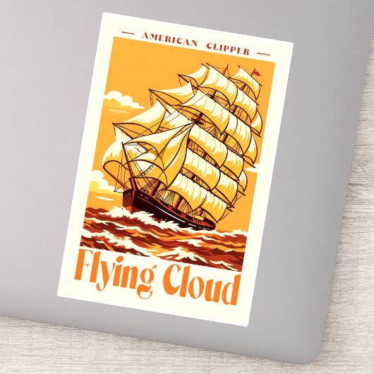 Flying Cloud Amerikaanse Klipper Schip Vintage Pos Sticker