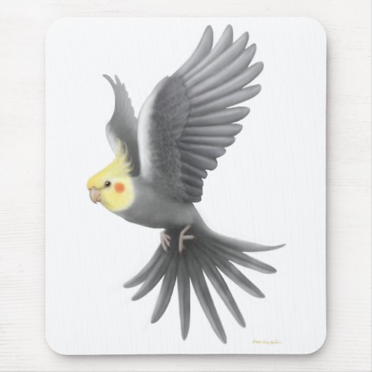 Flying Cockatiel Mousepad Muismat (Voorkant)