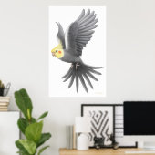 Flying Cockatiel Parrot Poster (Thuiskantoor)