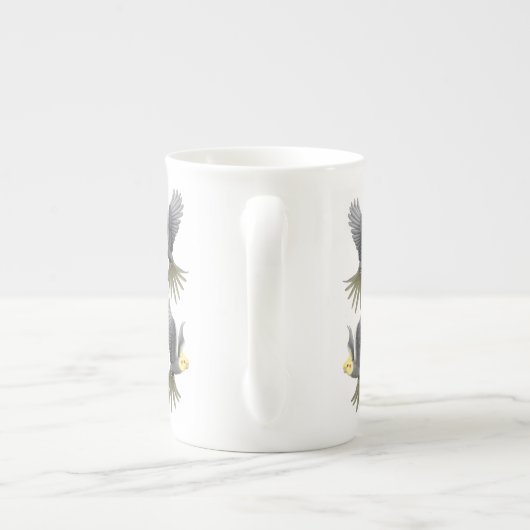 Flying Cockatiel Parrots Bone China Mok (Achterkant)