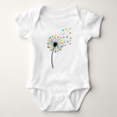 Flying colorful birds dandelion flow romper (Voorkant)