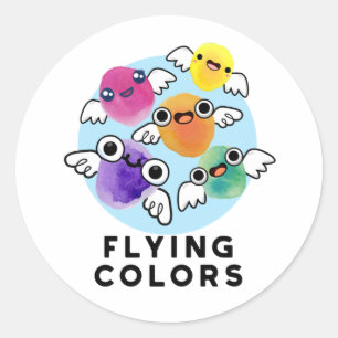 Flying Colors Funny Colorful Wings Pun Ronde Sticker