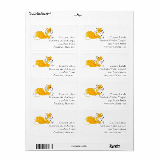 Flying Corgi aangepaste labels (Full Sheet)