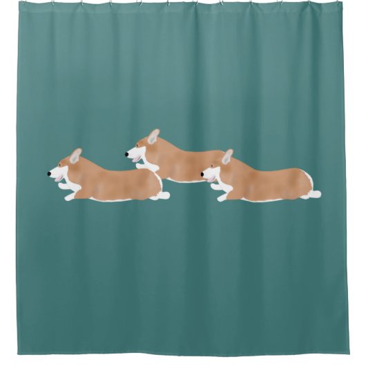 Flying Corgi Shower Curtain Douchegordijn (Voorkant)