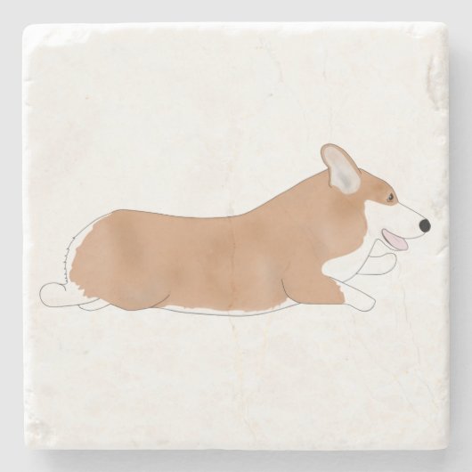 Flying Corgi Stone Onderzetter (Voorkant)