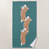 Flying Corgis Beach Towel Strandlaken (Voorkant)
