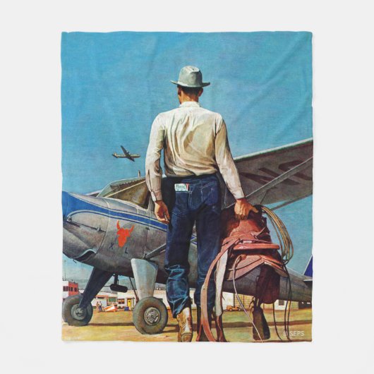 Flying Cowboy van Mead Schaeffer Fleece Deken (Voorkant)