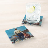 Flying Cowboy van Mead Schaeffer Glazen Onderzetter (Schuin)