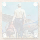 Flying Cowboy van Mead Schaeffer Glazen Onderzetter (Achterkant)