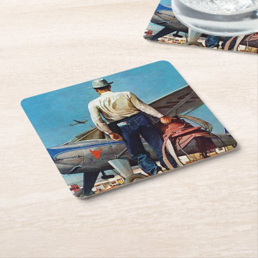 Flying Cowboy van Mead Schaeffer Kartonnen Onderzetters (Schuin)