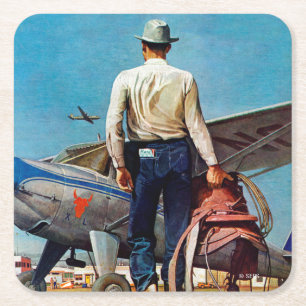 Flying Cowboy van Mead Schaeffer Kartonnen Onderzetters