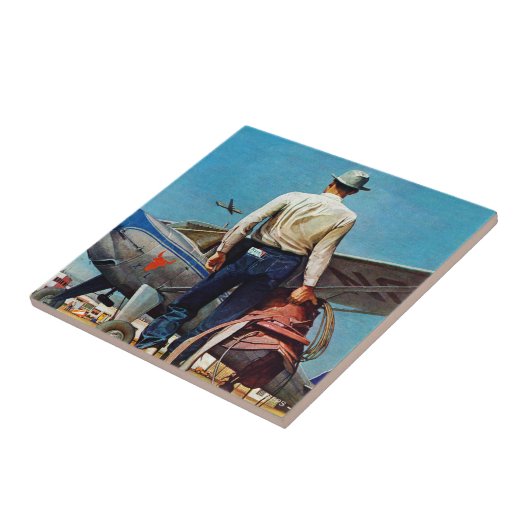 Flying Cowboy van Mead Schaeffer Tegeltje (Zijkant)