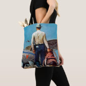 Flying Cowboy van Mead Schaeffer Tote Bag (Dichtbij)