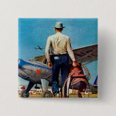 Flying Cowboy van Mead Schaeffer Vierkante Button 5,1 Cm (Voorkant)