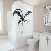 Flying Crane Line Art Douchegordijn (In situ)