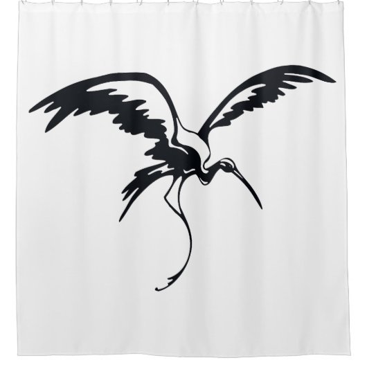 Flying Crane Line Art Douchegordijn (Voorkant)