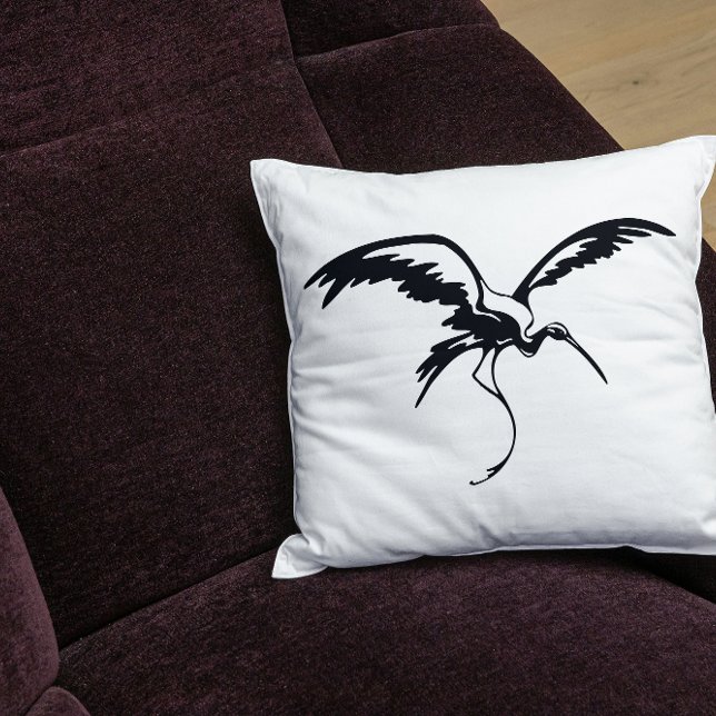 Flying Crane Line Art Kussen (Creator heeft geüpload)