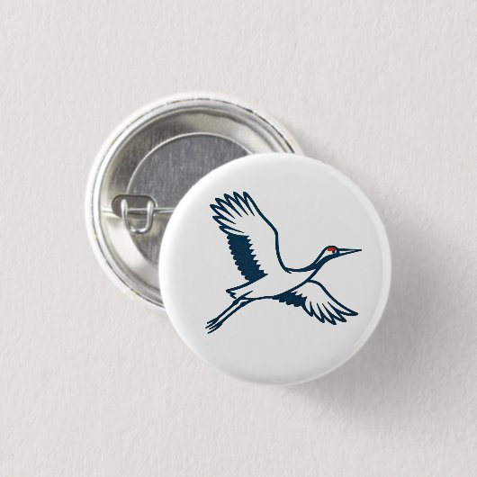Flying Crane – Minimal Japanese Icon Ronde Button 3,2 Cm (Voorkant /achterkant)