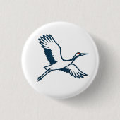 Flying Crane – Minimal Japanese Icon Ronde Button 3,2 Cm (Voorkant)
