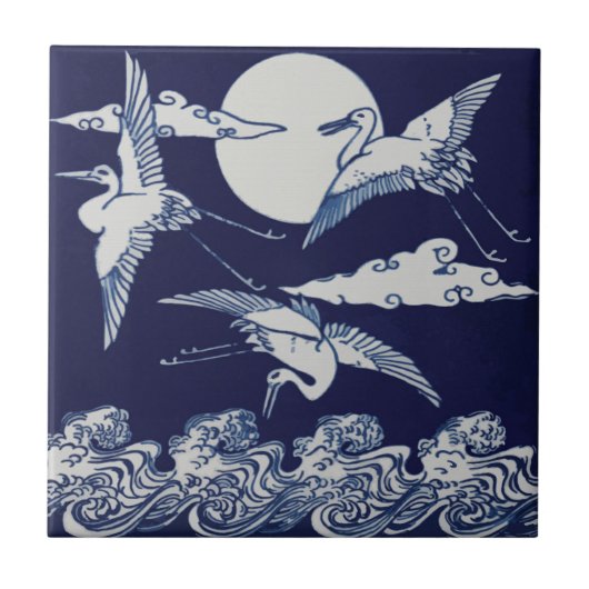 Flying Crane Tile - Christopher Dresser Tegeltje (Voorkant)