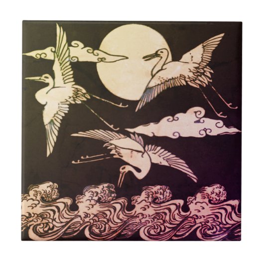 Flying Crane Tile - Christopher Dresser Tegeltje (Voorkant)