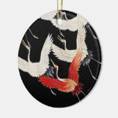 Flying Cranes Japanese Bird Kimono Art Keramisch Ornament (Links)