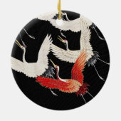 Flying Cranes Japanese Bird Kimono Art Keramisch Ornament (Achterkant)