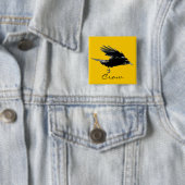 FLYING CROW Raven Wildlife Bird Art Vierkante Button 5,1 Cm (In situ)
