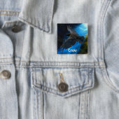 FLYING CROW Raven Wildlife Bird Art Vierkante Button 5,1 Cm (In situ)