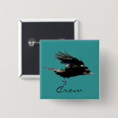 FLYING CROW Raven Wildlife Bird Art Vierkante Button 5,1 Cm (Voorkant /achterkant)