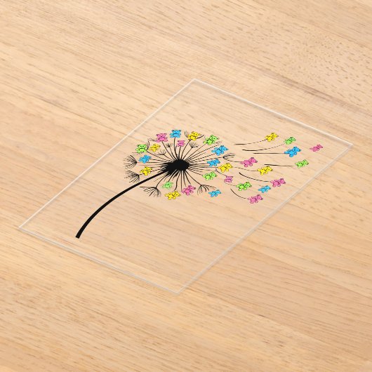 Flying cute bears dandelion flow acryl uitnodigingen (Laagn)