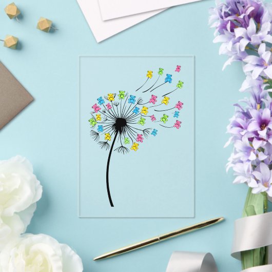 Flying cute bears dandelion flow acryl uitnodigingen (Insitu (Huwelijk))