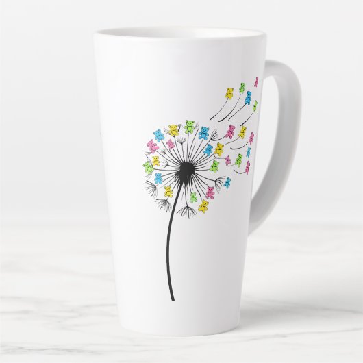 Flying cute bears dandelion flow latte mok (Rechterhoek)