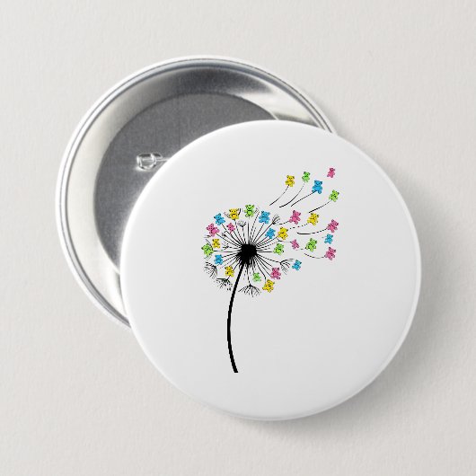 Flying cute bears dandelion flow ronde button 7,6 cm (Voorkant /achterkant)