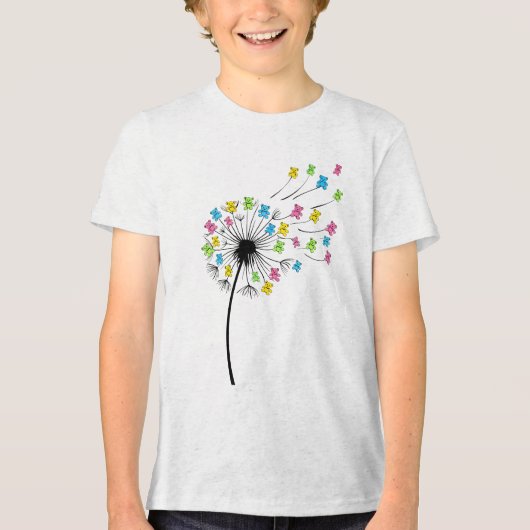 Flying cute bears dandelion flow Tri-Blend shirt (Voorkant)