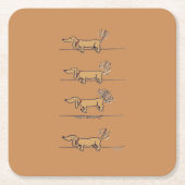 Flying Dachshund bruin papier onderzetters (Voorkant)