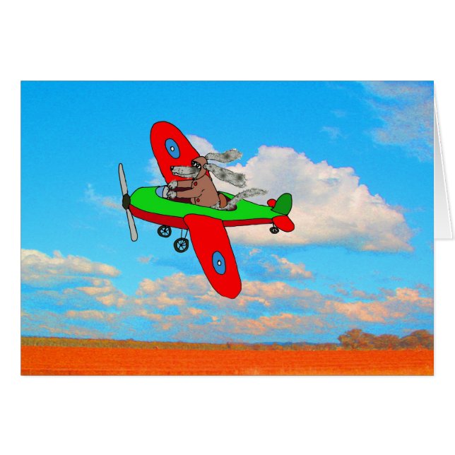 "Flying Dog" blanco kaart, humor. (Voorkant Horizontaal)