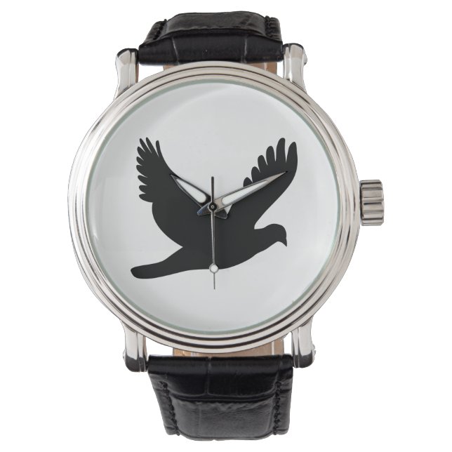 Flying Dove Silhouette Horloge (Voorkant)