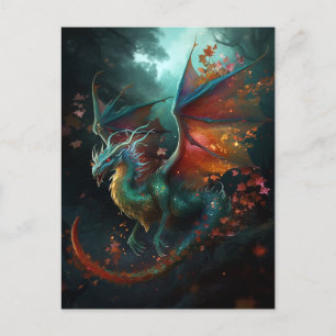 Flying Dragon Colorful Fantasy Art Briefkaart