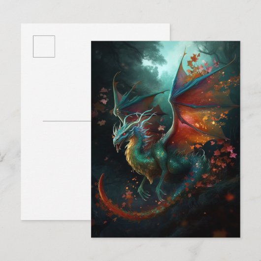 Flying Dragon Colorful Fantasy Art Briefkaart (Voorkant / Achterkant)
