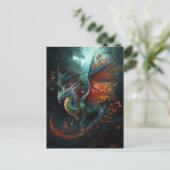 Flying Dragon Colorful Fantasy Art Briefkaart (Staand voorkant)