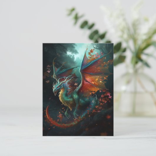 Flying Dragon Colorful Fantasy Art Briefkaart (Staand voorkant)
