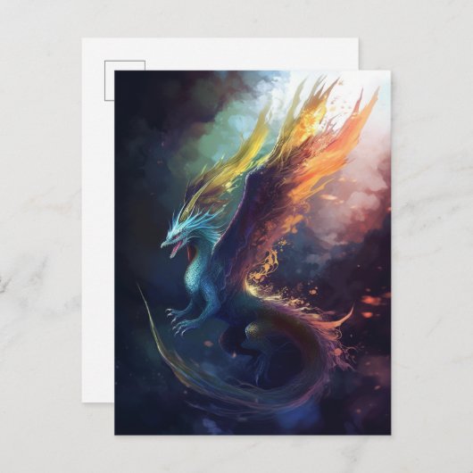 Flying Dragon Colorful Fantasy Art Briefkaart (Voorkant / Achterkant)