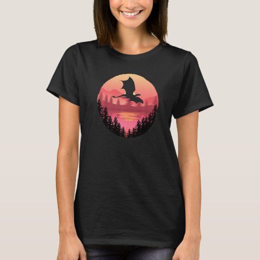 Flying Dragon Cool Water Sunset Fantasy Sci Fi Ar T-shirt (Voorkant)