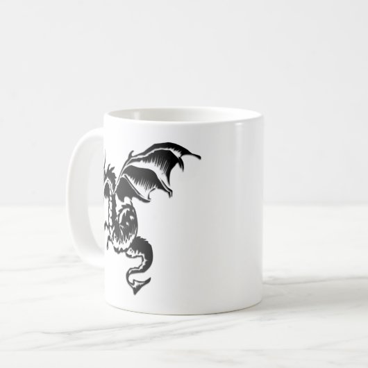 Flying Dragon Design White Koffiemok (Voorkant links)