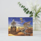 Flying Dragon Fantasy Landscape Sky Briefkaart (Staand voorkant)